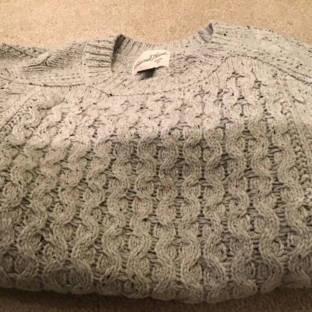 Universal Threads grey marl cotton cable pullover size S new without tags
